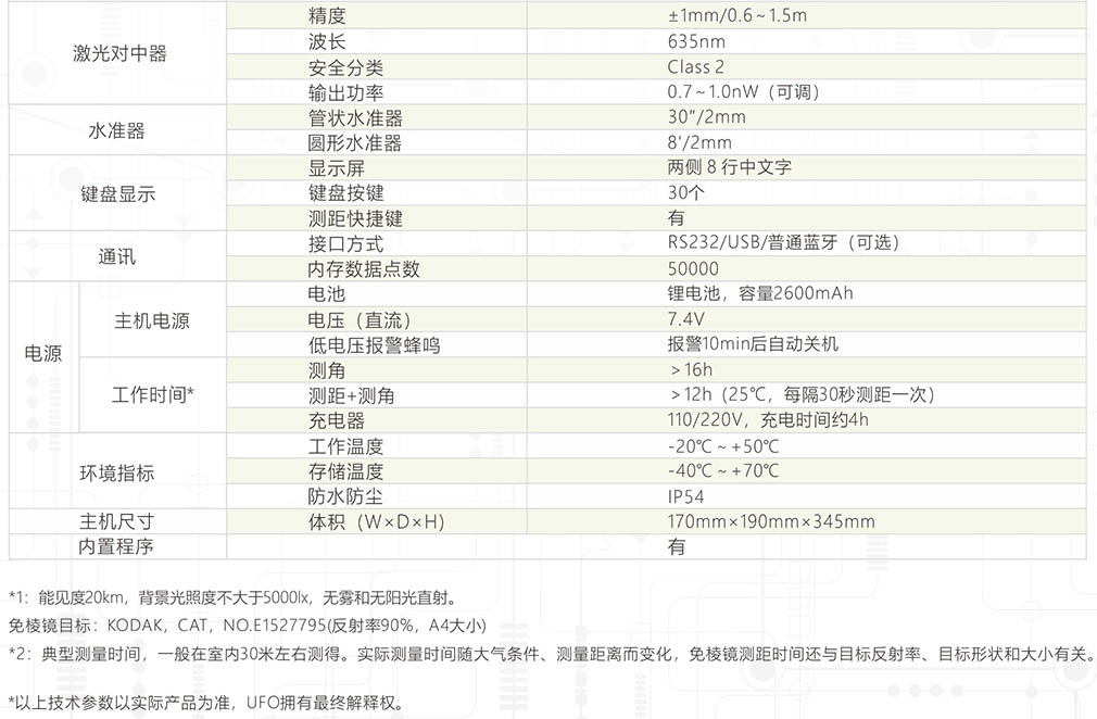 T3全站儀技術(shù)參數(shù)